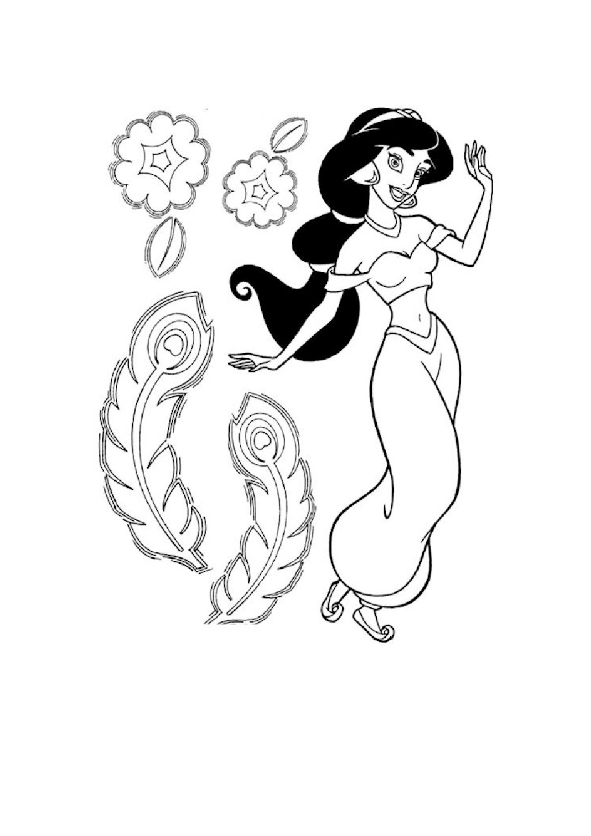 Dibujo de Jasmine Decorativa de Aladdin para colorear e imprimir gratis - Personaje de Aladdin