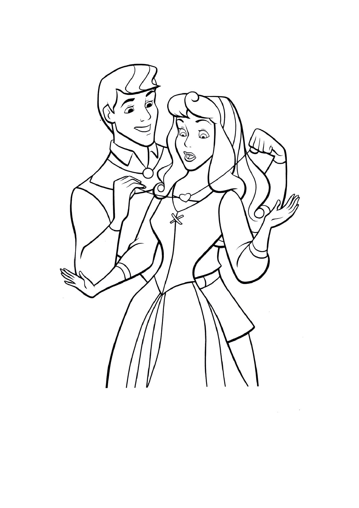 Dibujo de Aurora y el Príncipe Felipe Juntos de La Bella Durmiente para colorear e imprimir gratis - Personaje de La Bella Durmiente