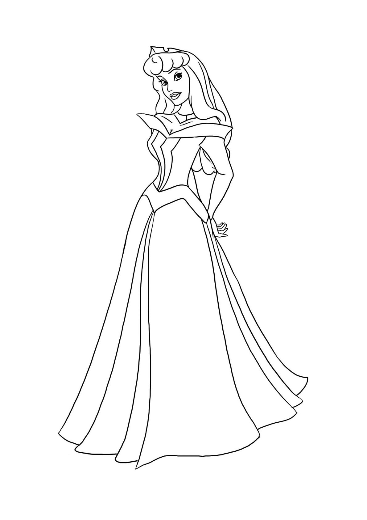 Dibujo de Aurora con su Vestido para colorear e imprimir gratis - Categoría La Bella Durmiente
