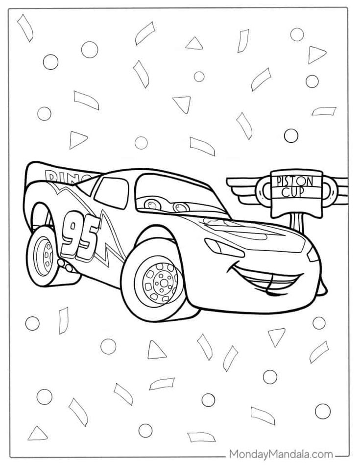Dibujo de Rayo y la Copa Pistón de Cars para colorear e imprimir gratis - Personaje de Cars