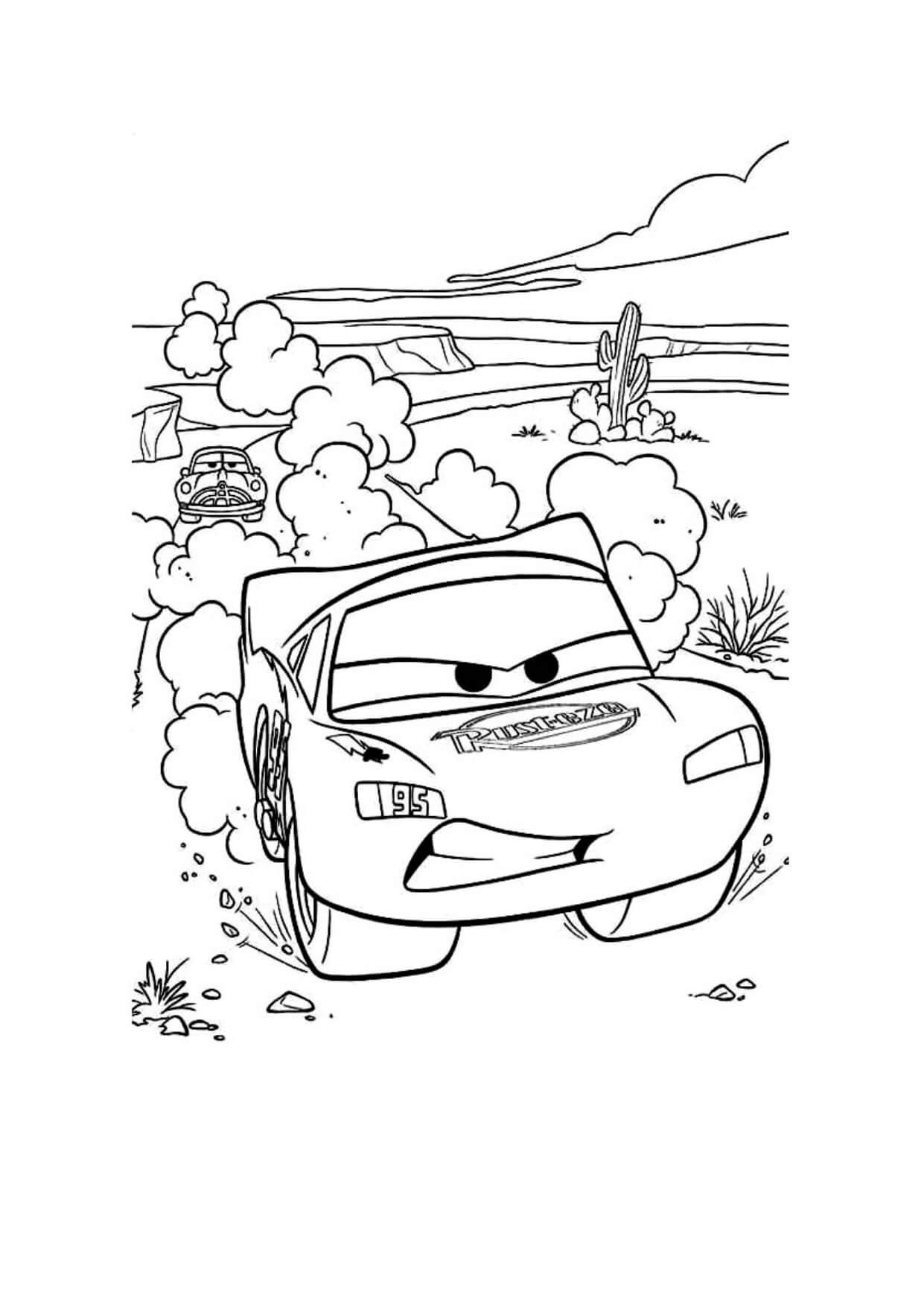 Dibujo de Rayo McQueen de Cars para colorear e imprimir gratis - Personaje de Cars