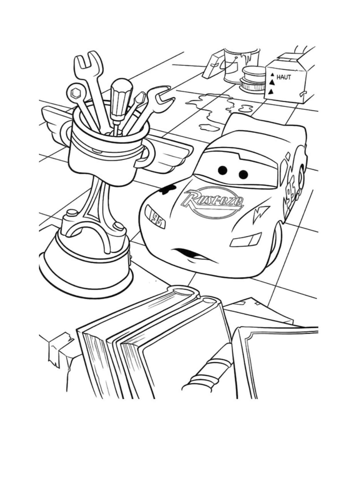 Dibujo de Rayo en el Taller de Cars para colorear e imprimir gratis - Personaje de Cars
