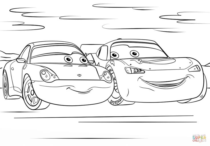 Dibujo de Sally y Rayo de Cars para colorear e imprimir gratis - Personaje de Cars