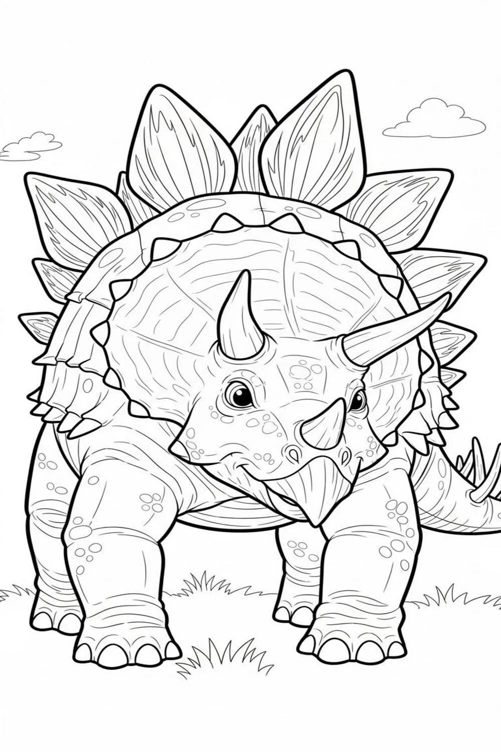 Haz clic para descargar dibujo de Triceratops Detallado para colorear e imprimir gratis Triceratops Detallado para colorear HD fácil y bonito - Descarga e imprime gratis - Dibujo exclusivo de Dinosaurios