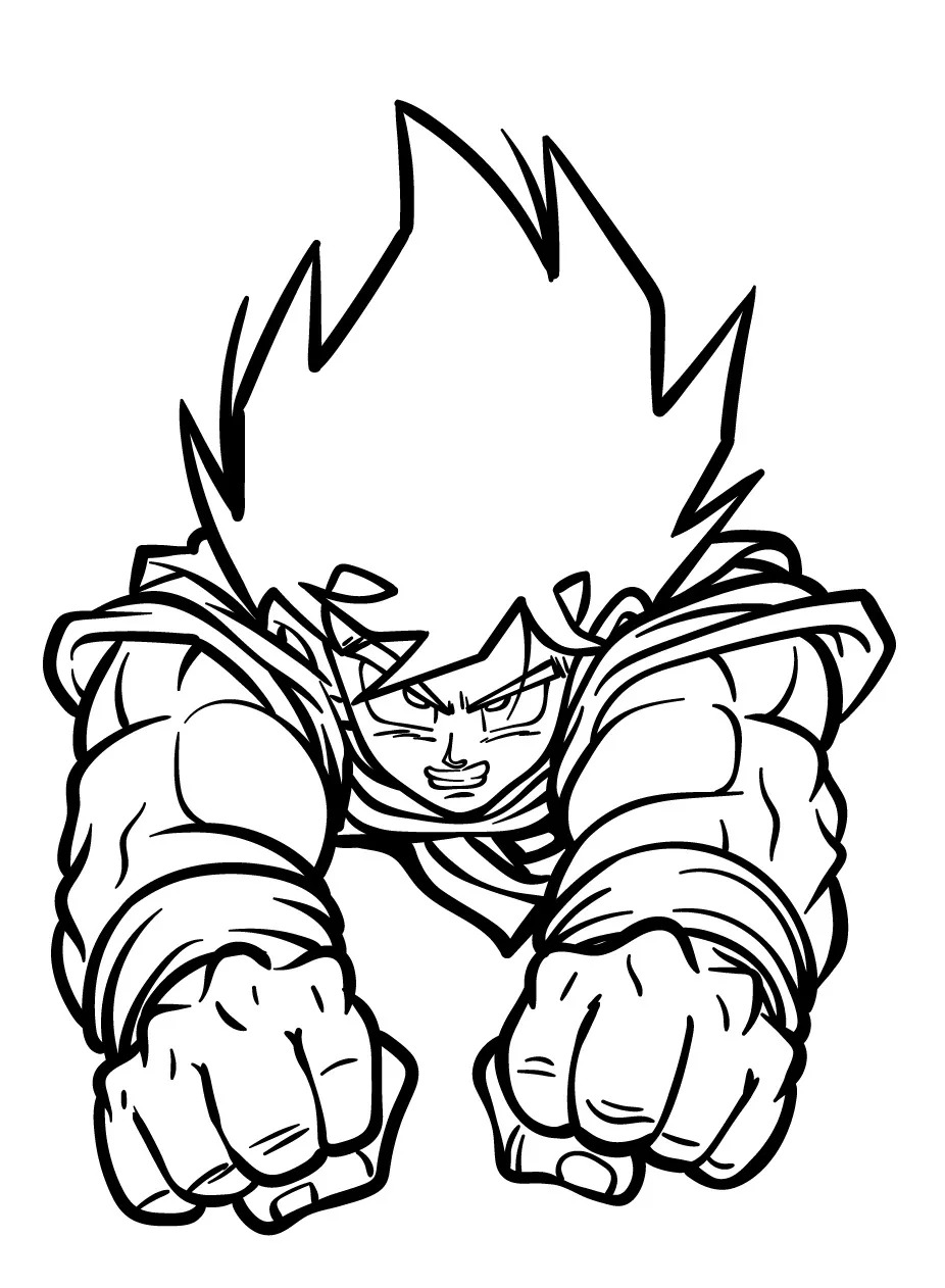 Dibujo de Goku en Combate de Dragon Ball para colorear e imprimir gratis - Personaje de Dragon Ball