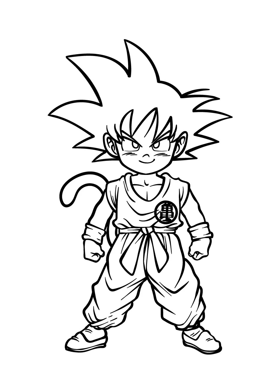 Dibujo de Goku Niño de Dragon Ball para colorear e imprimir gratis - Personaje de Dragon Ball