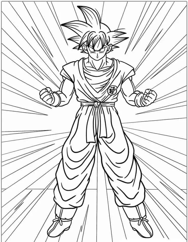 Dibujo de Goku Poder de Dragon Ball para colorear e imprimir gratis - Personaje de Dragon Ball