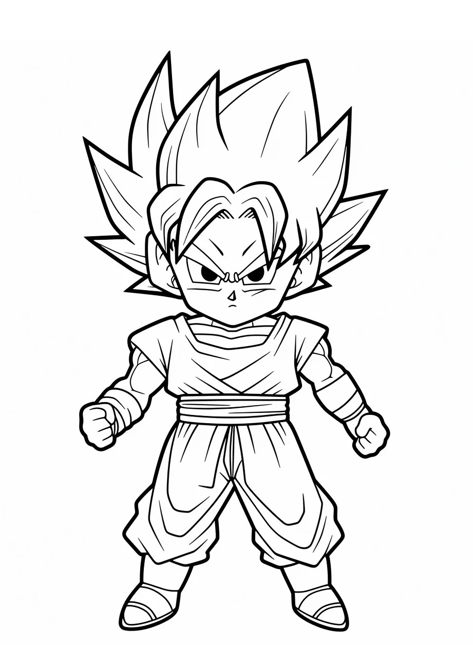 Dibujo de Goku Super Chibi de Dragon Ball para colorear e imprimir gratis - Personaje de Dragon Ball