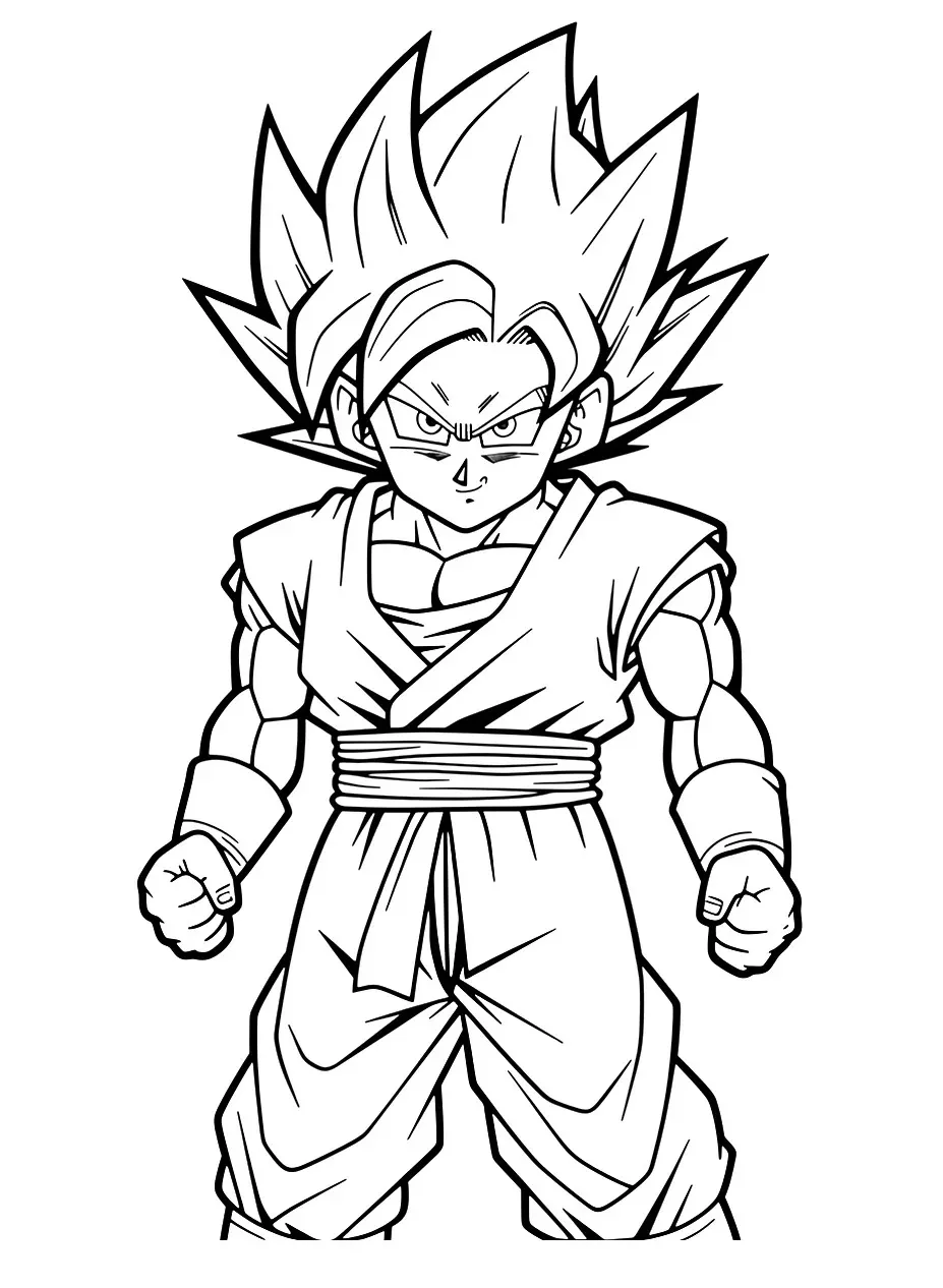 Goku para colorear HD fácil y bonito - Descarga e imprime gratis