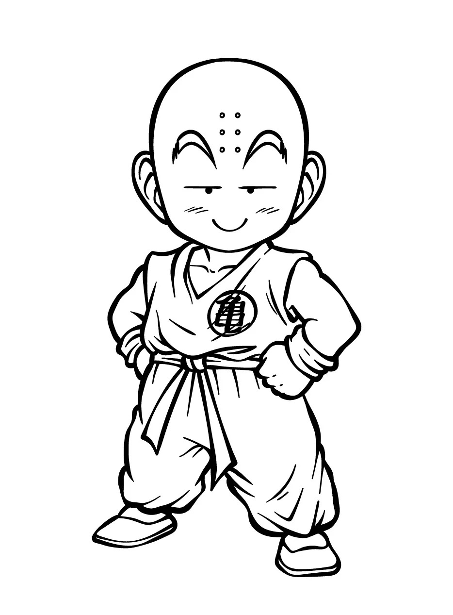 Dibujo de Krilin de Dragon Ball para colorear e imprimir gratis - Personaje de Dragon Ball