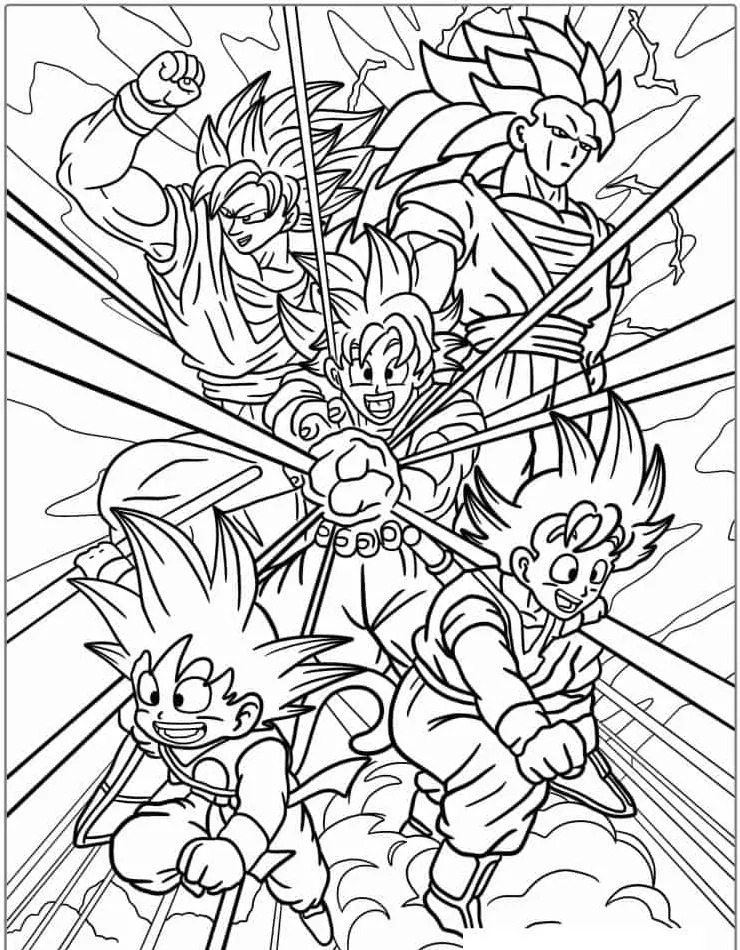 Dibujo de Grupo de Personajes de Dragon Ball para colorear e imprimir gratis - Personaje de Dragon Ball