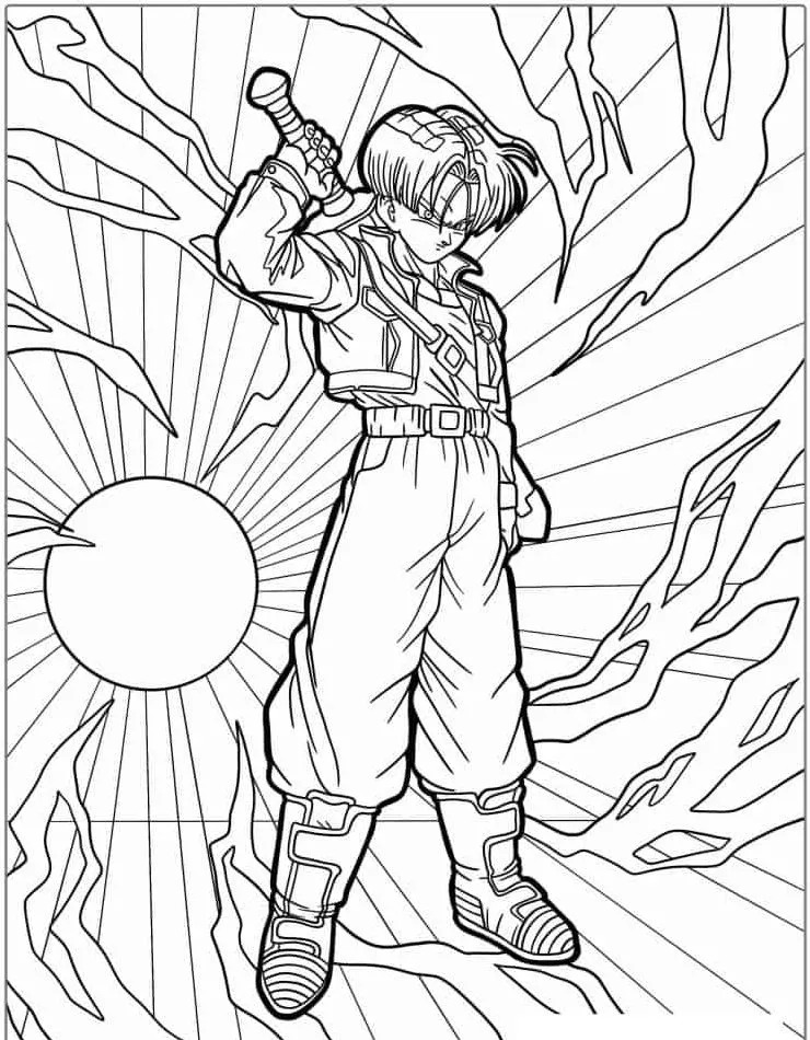 Dibujo de Trunks de Dragon Ball para colorear e imprimir gratis - Personaje de Dragon Ball
