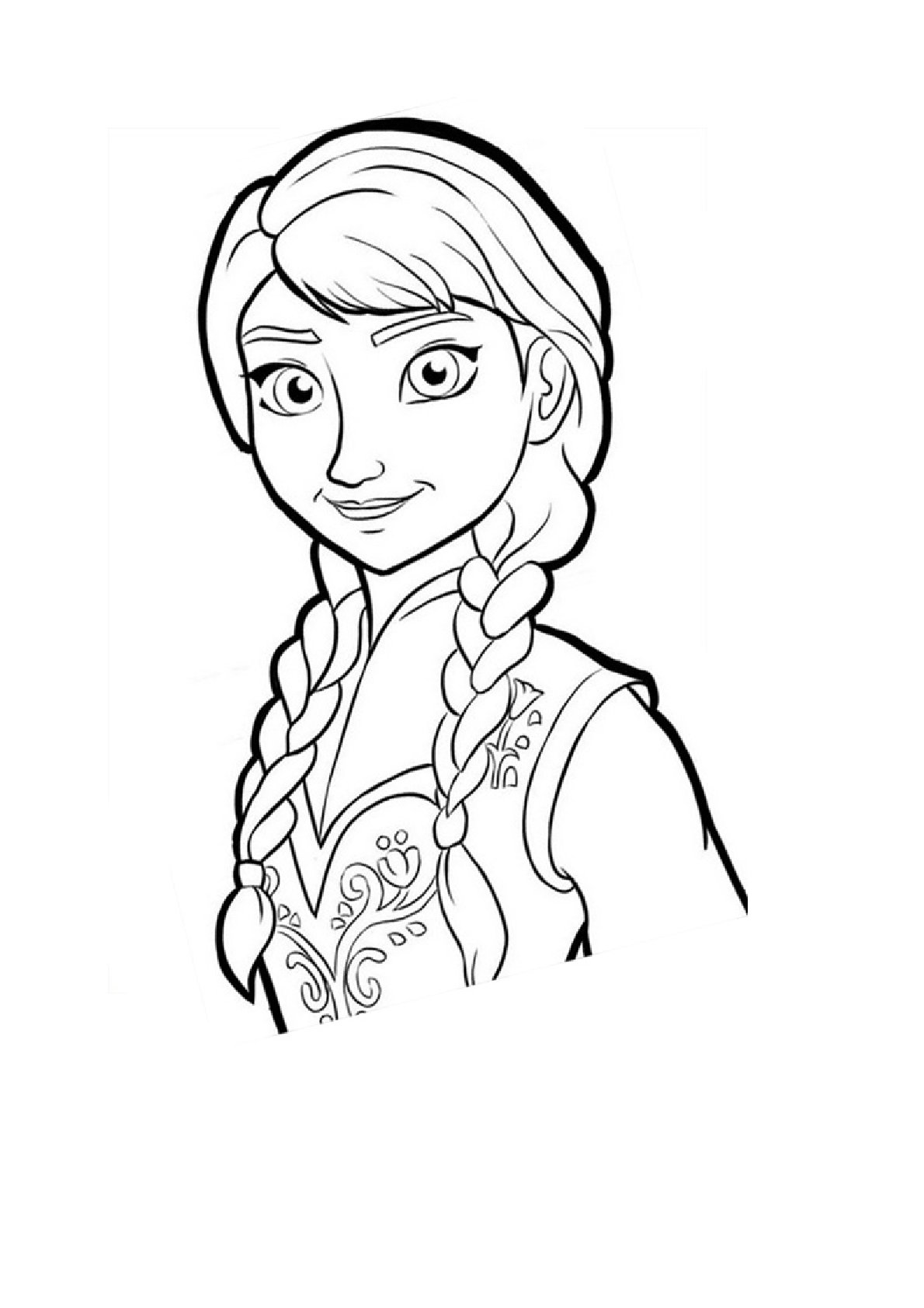 Dibujo de Retrato de Anna de Frozen para colorear e imprimir gratis - Personaje de Frozen