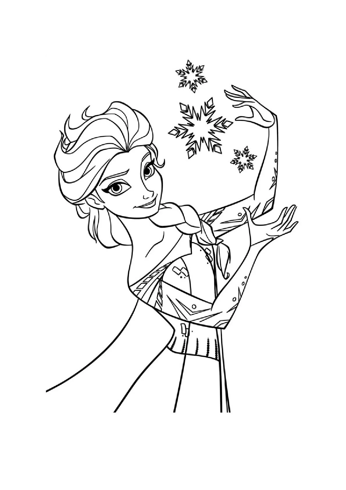 Elsa para colorear HD fácil y bonito - Descarga e imprime gratis