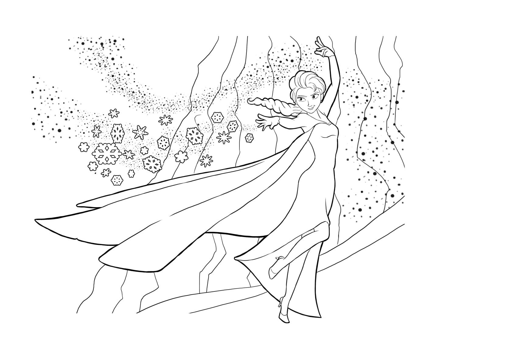 Dibujo de Elsa en la Nieve de Frozen para colorear e imprimir gratis - Personaje de Frozen