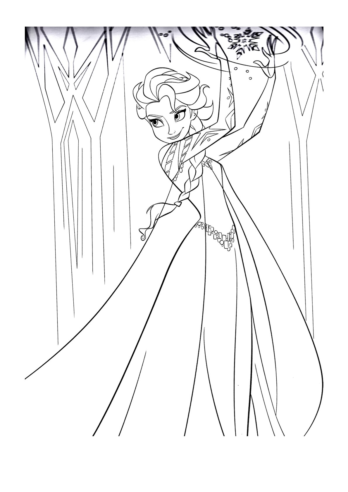 Dibujo de Elsa en su Palacio de Frozen para colorear e imprimir gratis - Personaje de Frozen