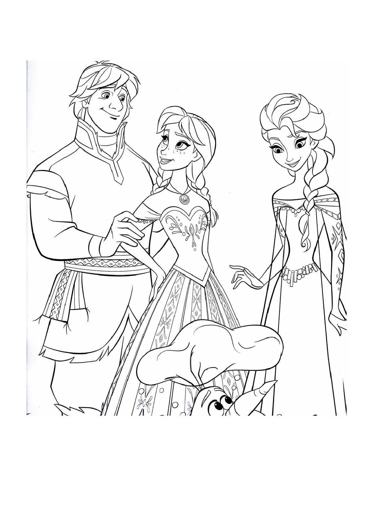 Dibujo de Grupo de Personajes de Frozen para colorear e imprimir gratis - Personaje de Frozen