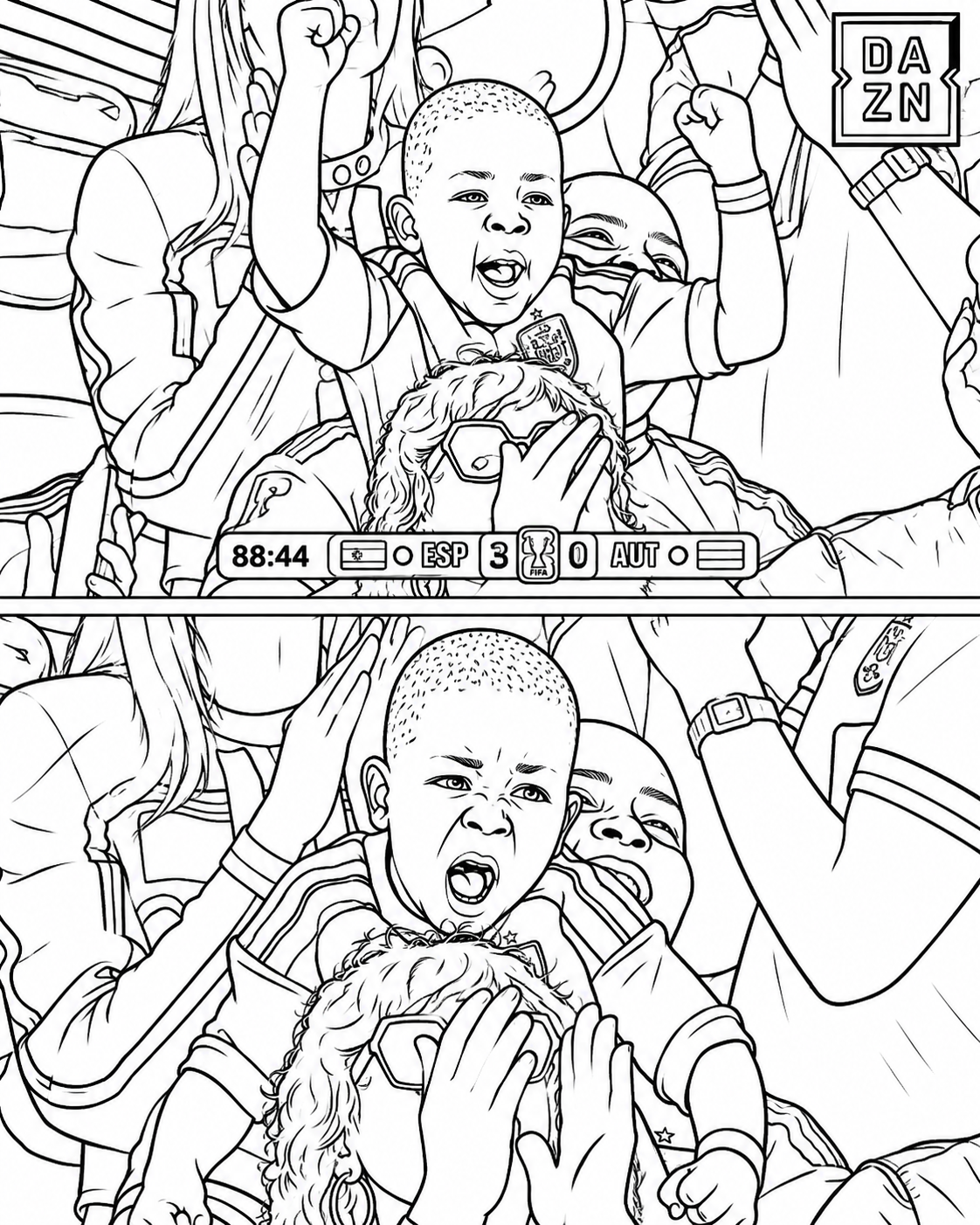 Haz clic para descargar dibujo de Keyne y Lamine Yamal Celebrando con España para colorear e imprimir gratis Keyne y Lamine Yamal Celebrando con España para colorear HD fácil y bonito - Descarga e imprime gratis - Dibujo exclusivo de Lamine Yamal