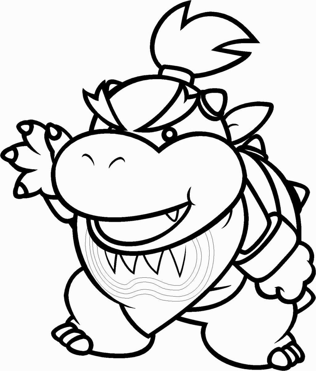 Dibujo de Bowser Jr. de Mario Bros para colorear e imprimir gratis - Personaje de Mario Bros