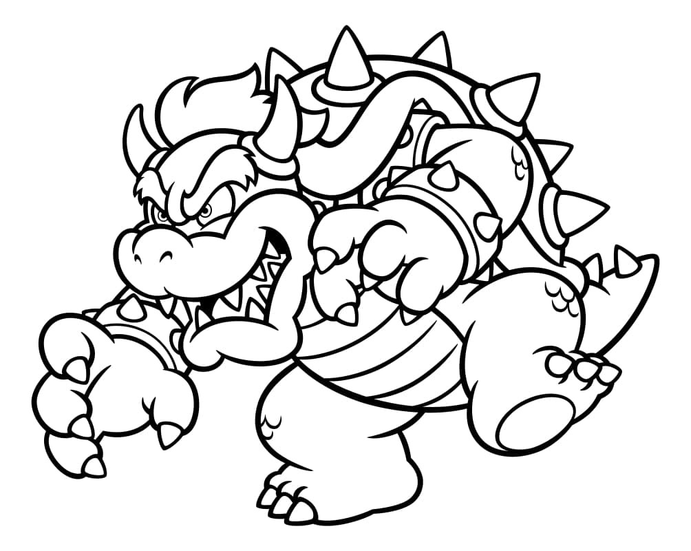 Dibujo de Bowser de Mario Bros para colorear e imprimir gratis - Personaje de Mario Bros