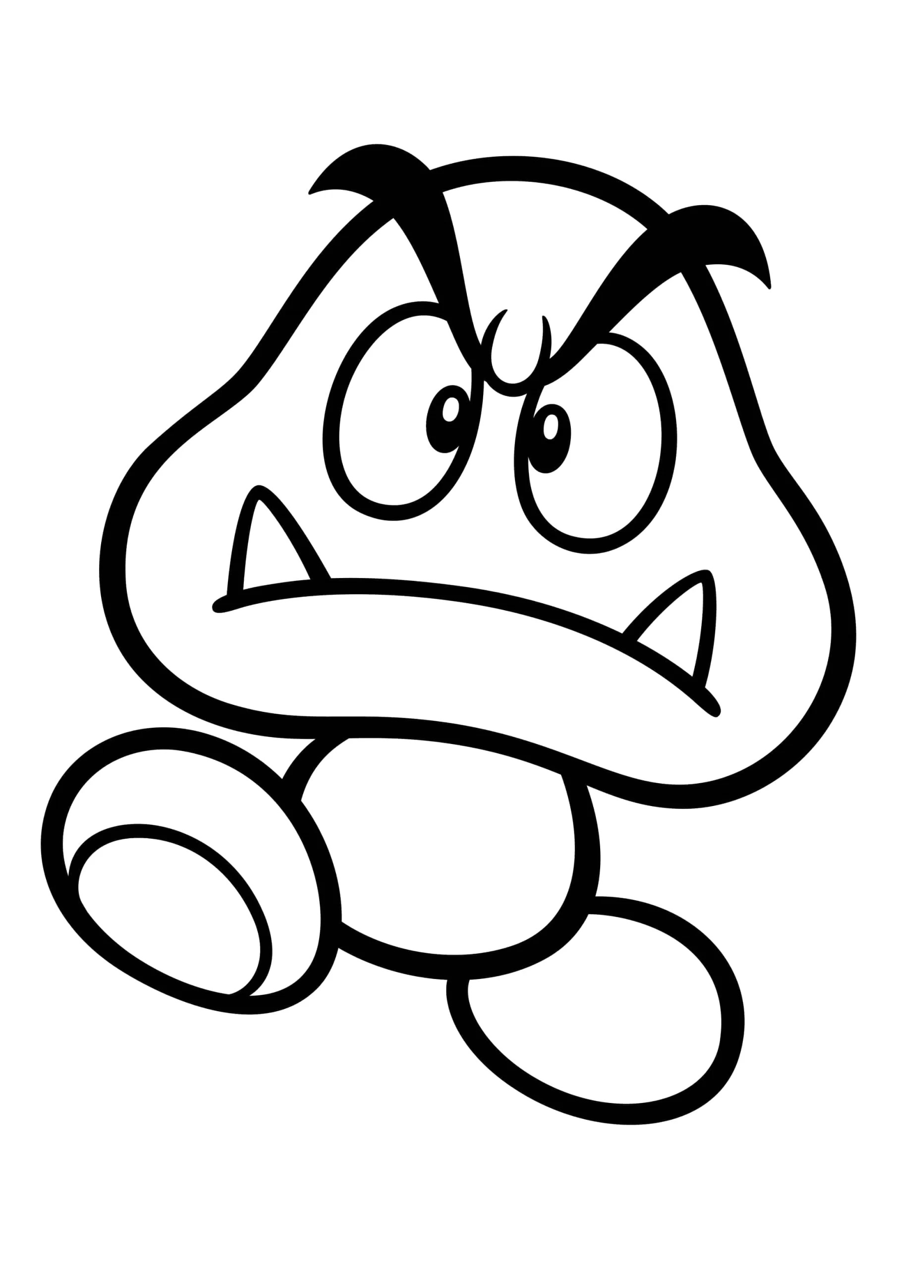 Dibujo de Goomba de Mario Bros para colorear e imprimir gratis - Personaje de Mario Bros