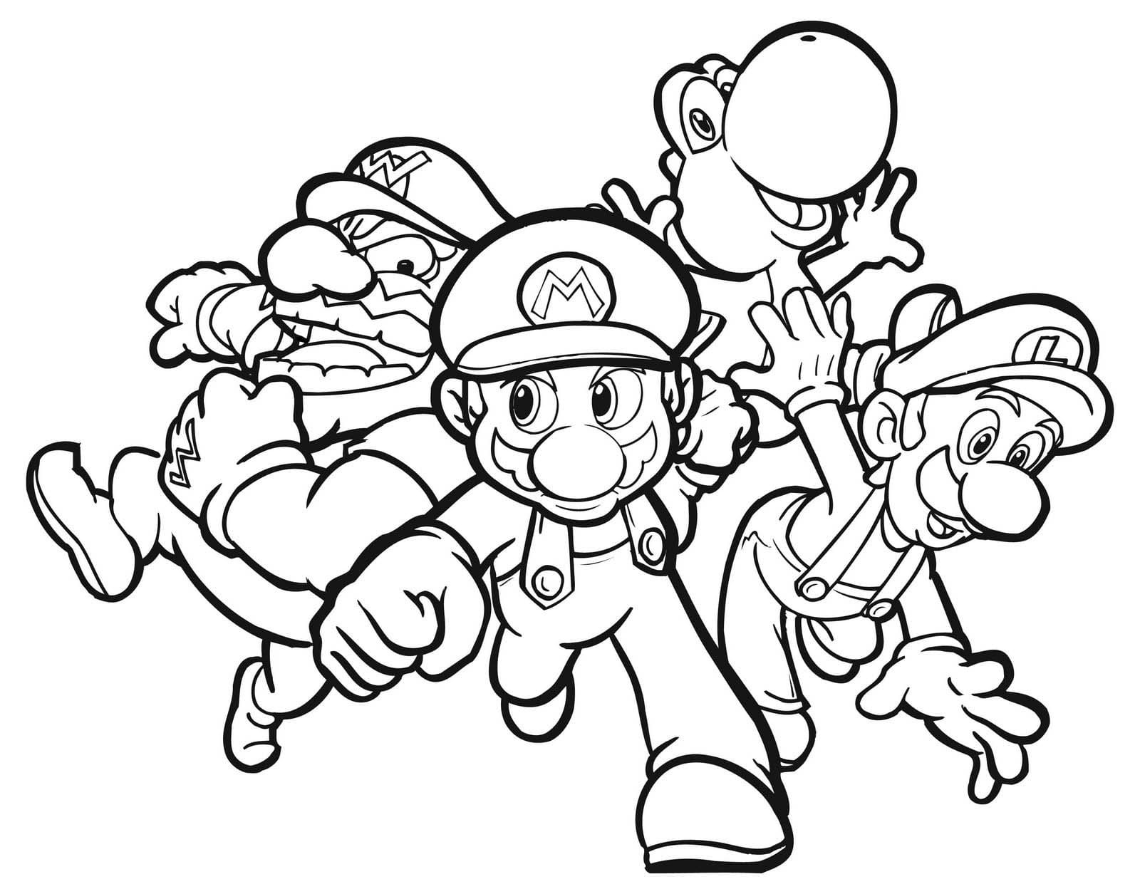 Dibujo de Grupo de Personajes de Mario Bros para colorear e imprimir gratis - Personaje de Mario Bros