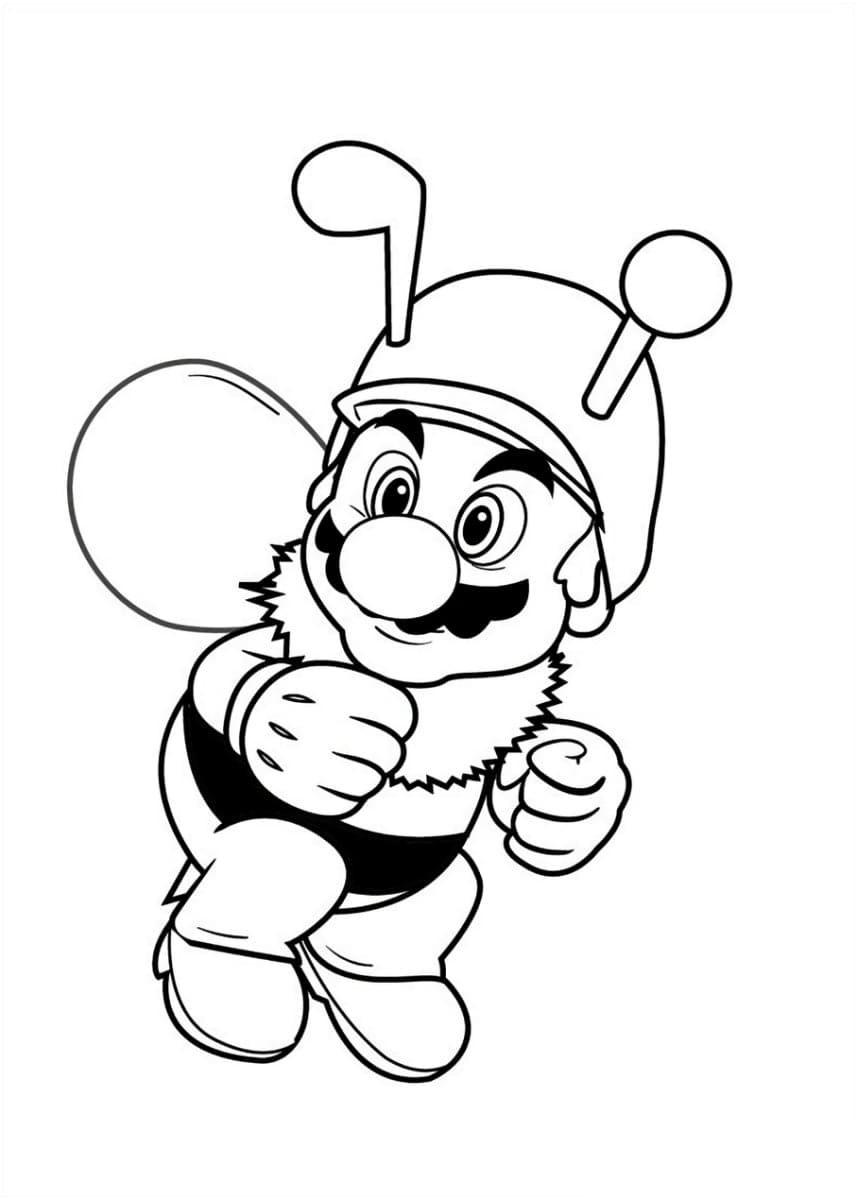 Dibujo de Mario Abeja de Mario Bros para colorear e imprimir gratis - Personaje de Mario Bros