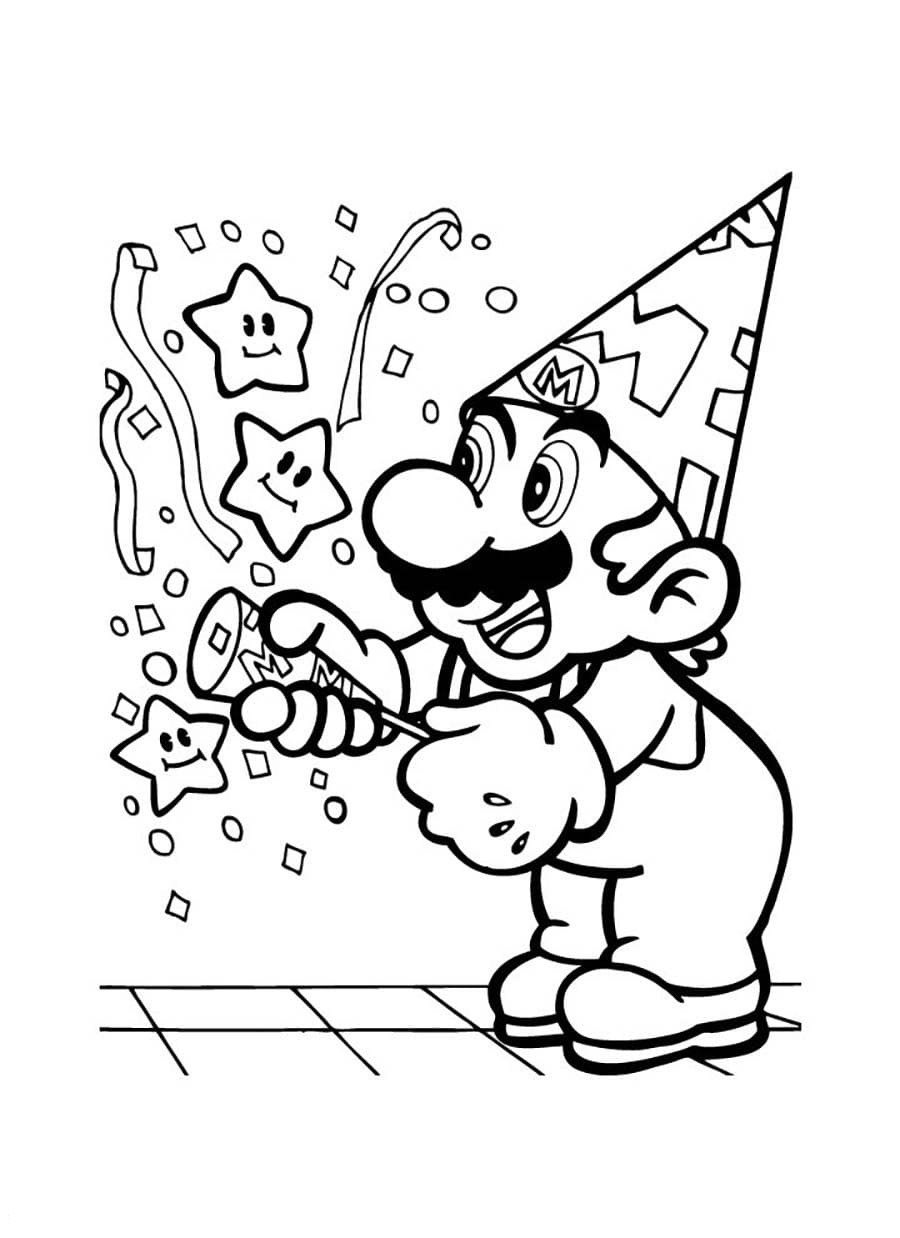 Dibujo de Mario de Fiesta de Mario Bros para colorear e imprimir gratis - Personaje de Mario Bros