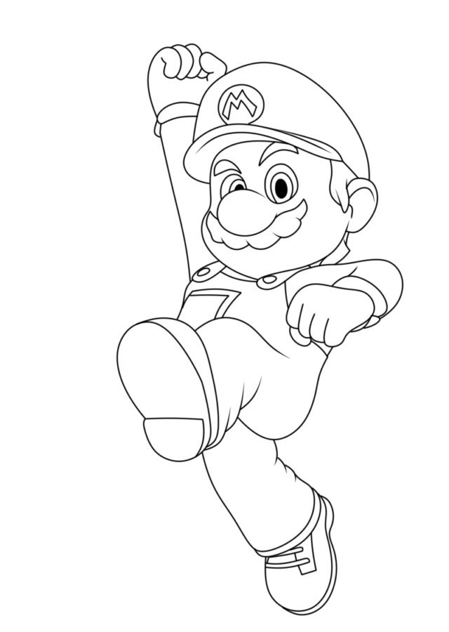 Dibujo de Mario Saltando de Mario Bros para colorear e imprimir gratis - Personaje de Mario Bros