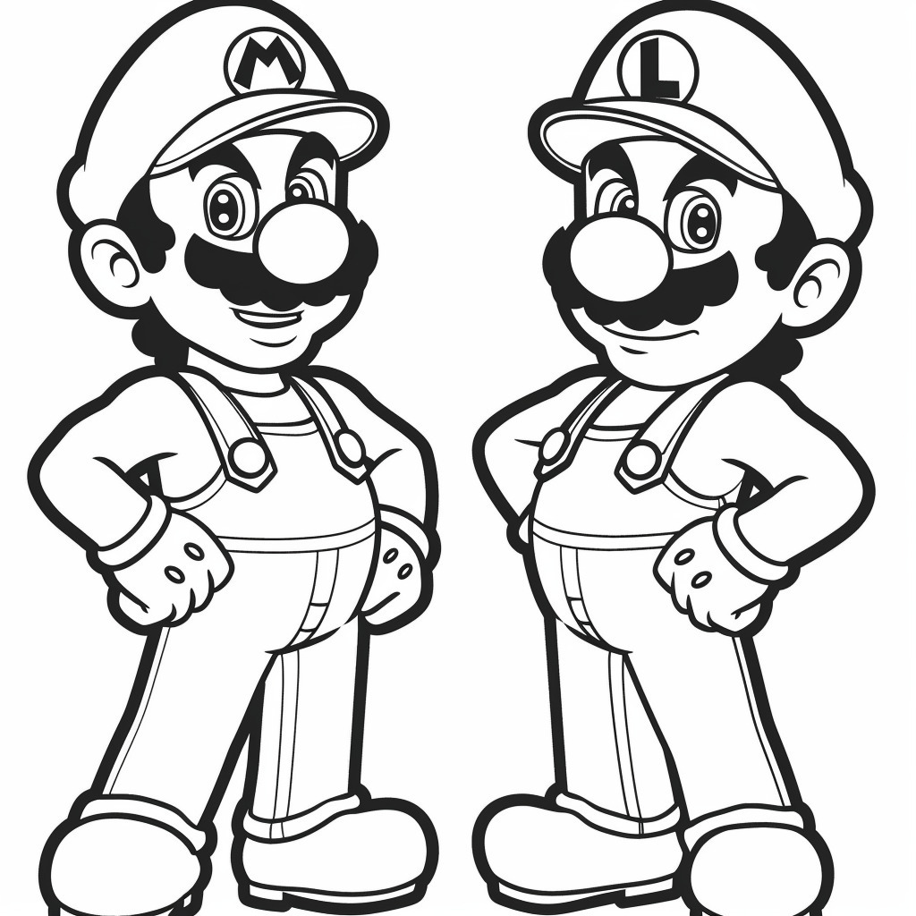 Dibujo de Mario y Luigi Juntos de Mario Bros para colorear e imprimir gratis - Personaje de Mario Bros