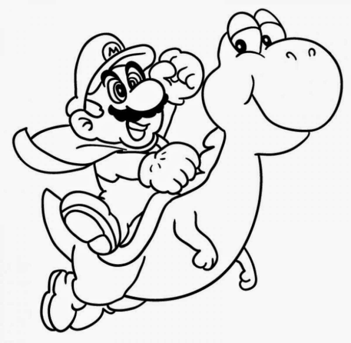 Dibujo de Mario y Yoshi de Mario Bros para colorear e imprimir gratis - Personaje de Mario Bros