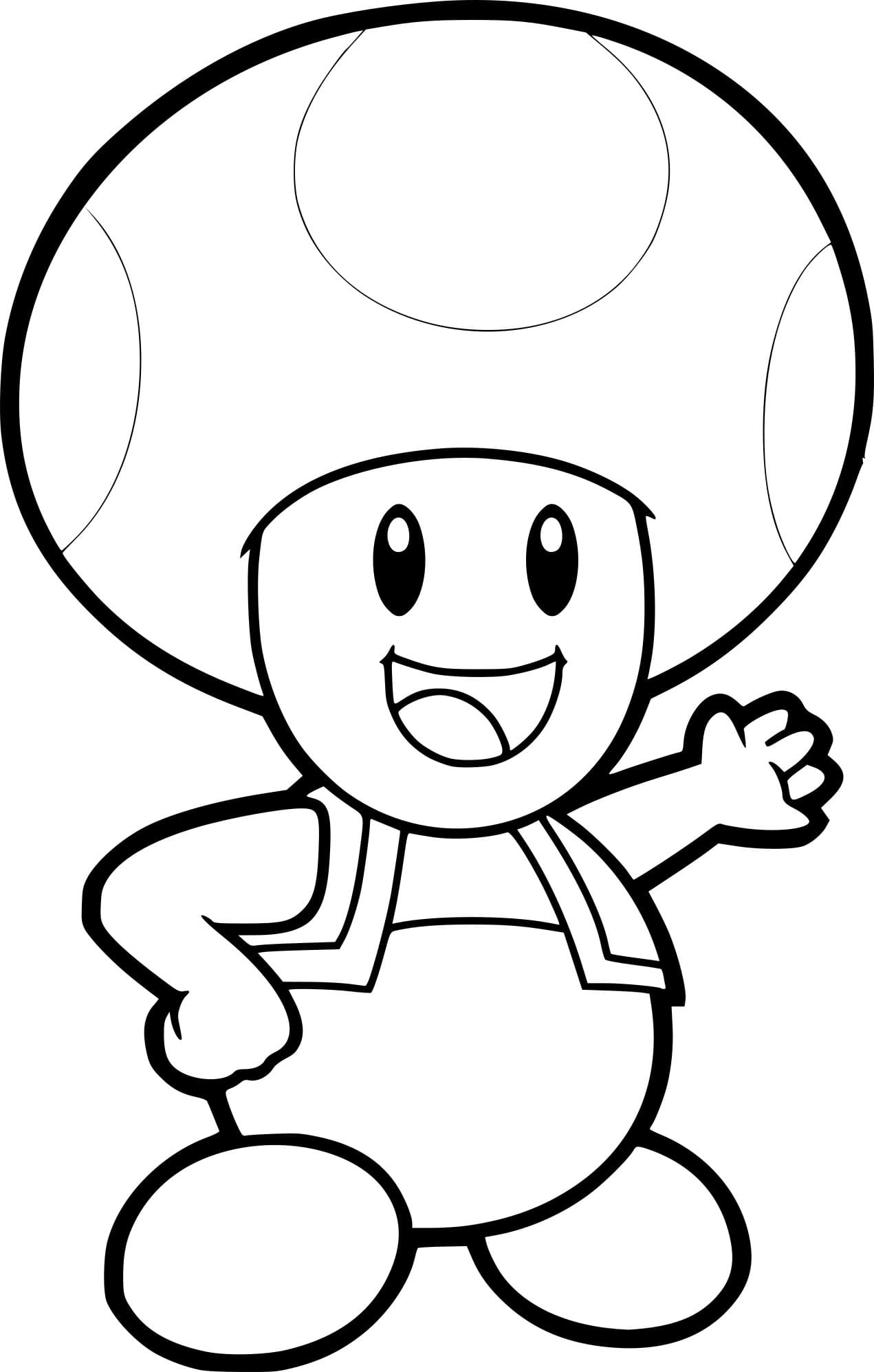 Dibujo de Toad de Mario Bros para colorear e imprimir gratis - Personaje de Mario Bros