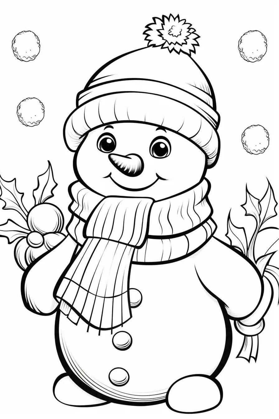 Muñeco de nieve para colorear e imprimir gratis (PDF)