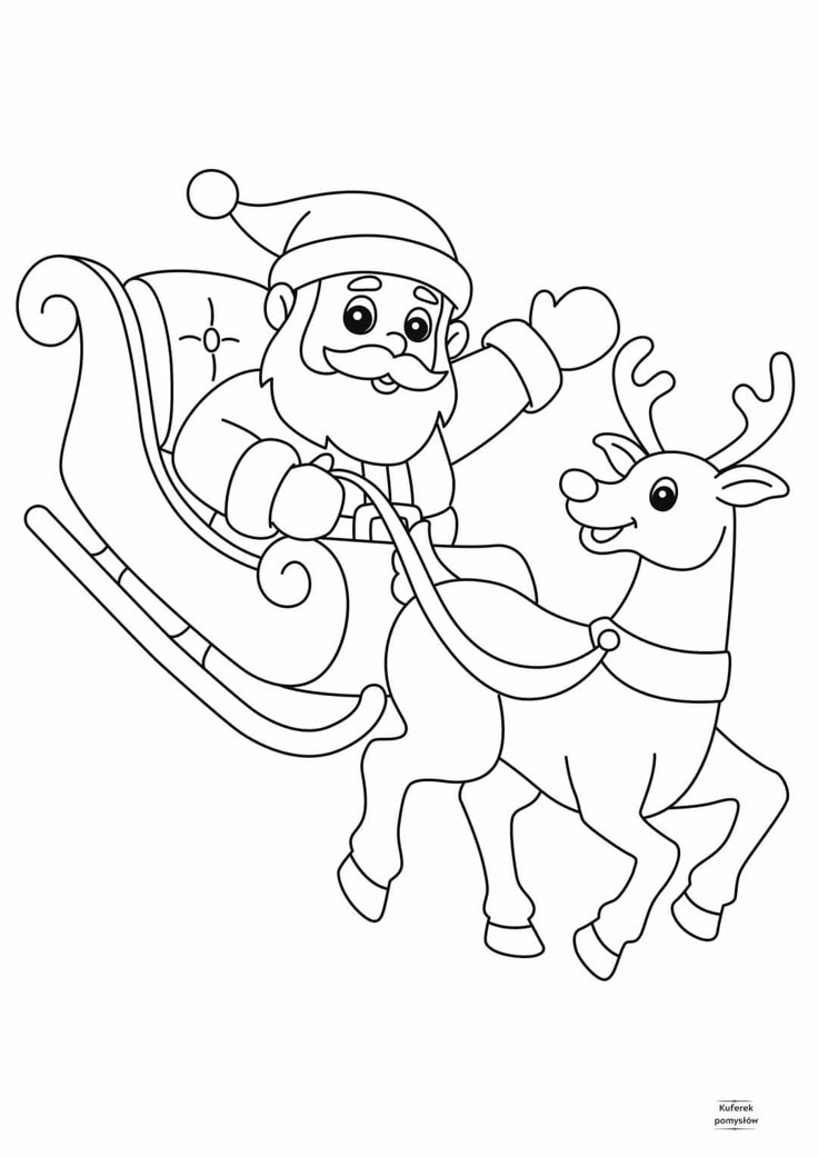 Papá Noel en trineo para colorear e imprimir gratis (PDF)