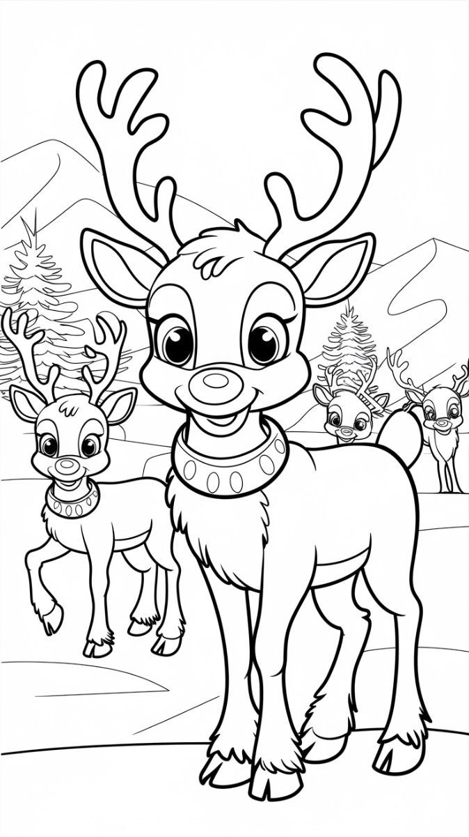 Renos de Navidad para colorear e imprimir gratis (PDF)