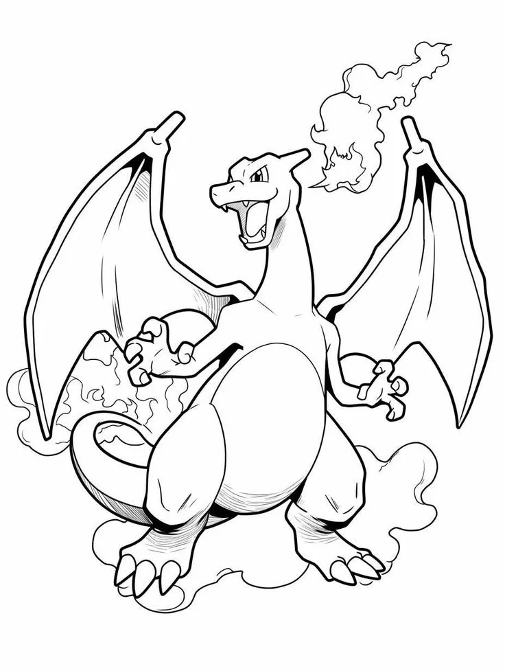 Haz clic para descargar dibujo de Charizard para colorear e imprimir gratis Charizard para colorear HD fácil y bonito - Descarga e imprime gratis - Dibujo exclusivo de Pokémon