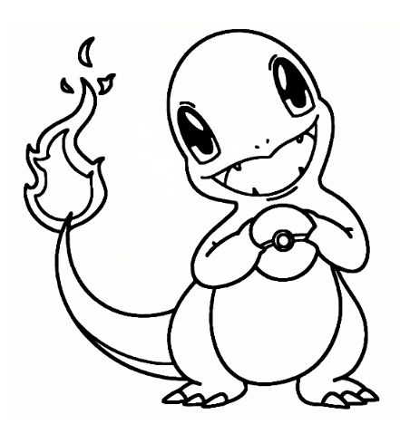 Dibujo de Charmander con Llama de Pokémon para colorear e imprimir gratis - Personaje de Pokémon