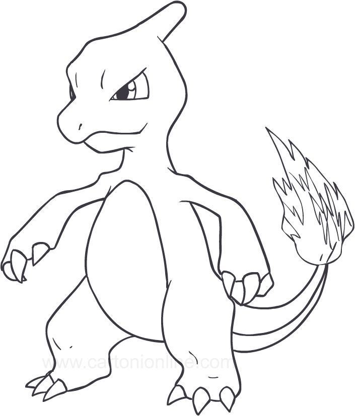 Dibujo de Charmeleon de Pokémon para colorear e imprimir gratis - Personaje de Pokémon