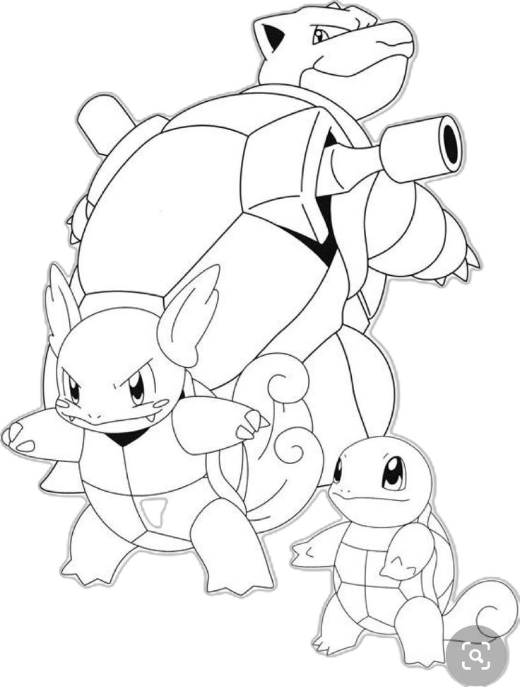 Dibujo de Evolución de Squirtle de Pokémon para colorear e imprimir gratis - Personaje de Pokémon