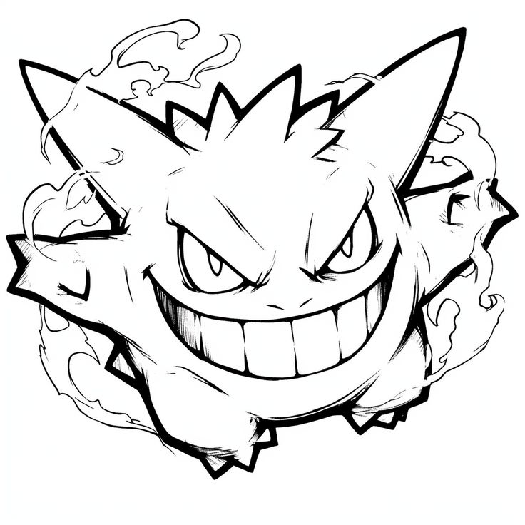 Dibujo de Gengar de Pokémon para colorear e imprimir gratis - Personaje de Pokémon