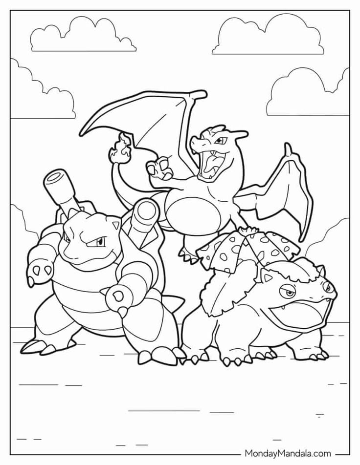 Dibujo de Iniciales Evolucionados de Pokémon para colorear e imprimir gratis - Personaje de Pokémon