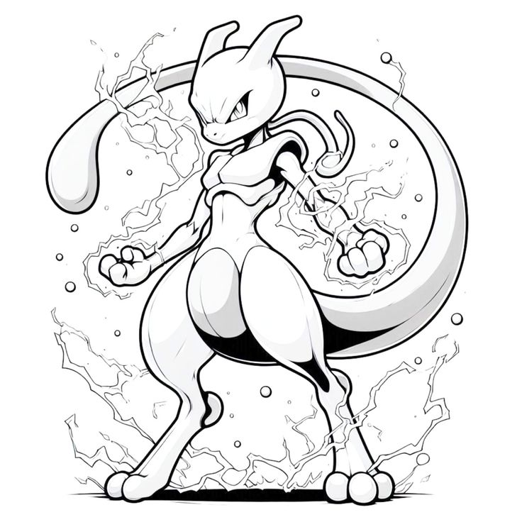 Dibujo de Mewtwo de Pokémon para colorear e imprimir gratis - Personaje de Pokémon