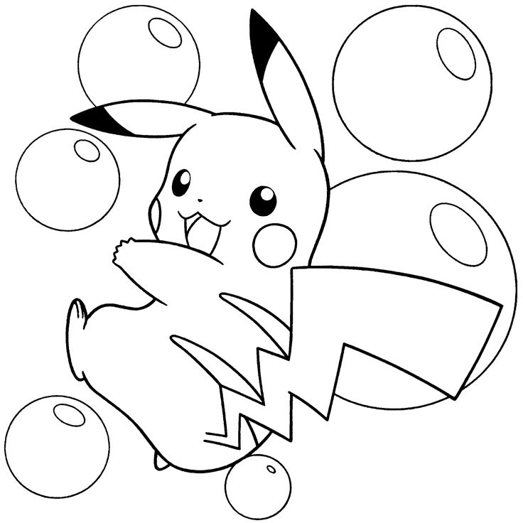 Dibujo de Pikachu con Burbujas de Pokémon para colorear e imprimir gratis - Personaje de Pokémon