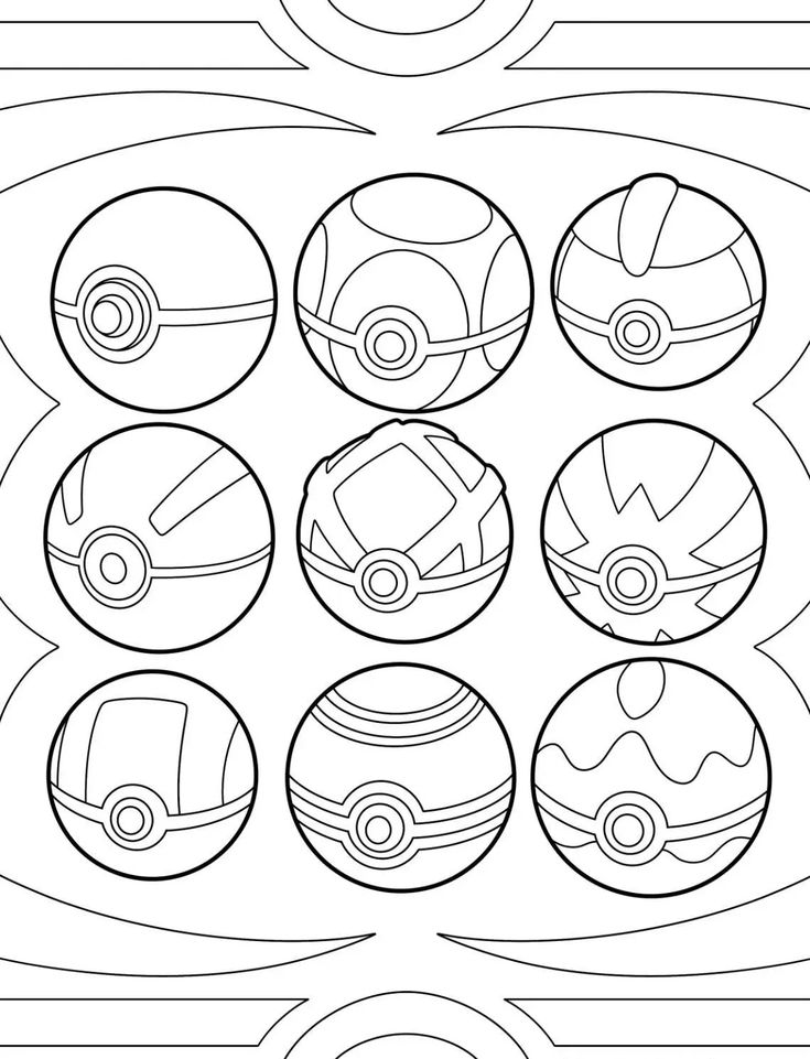 Dibujo de Diferentes Pokébolas de Pokémon para colorear e imprimir gratis - Personaje de Pokémon