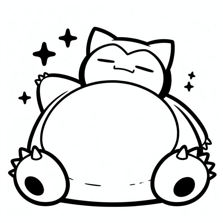 Dibujo de Snorlax y Jigglypuff de Pokémon para colorear e imprimir gratis - Personaje de Pokémon