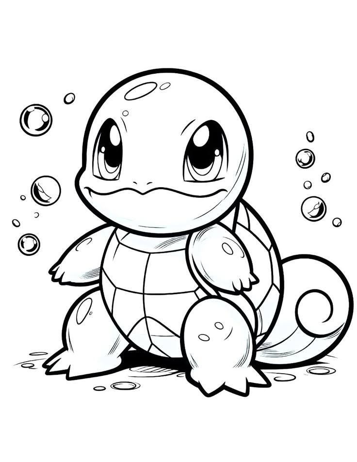 Dibujo de Squirtle de Pokémon para colorear e imprimir gratis - Personaje de Pokémon
