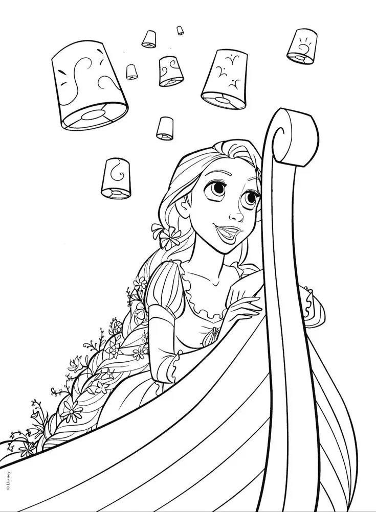 Haz clic para descargar dibujo de Rapunzel y las Linternas para colorear e imprimir gratis Rapunzel y las Linternas para colorear HD fácil y bonito - Descarga e imprime gratis - Dibujo exclusivo de Rapunzel