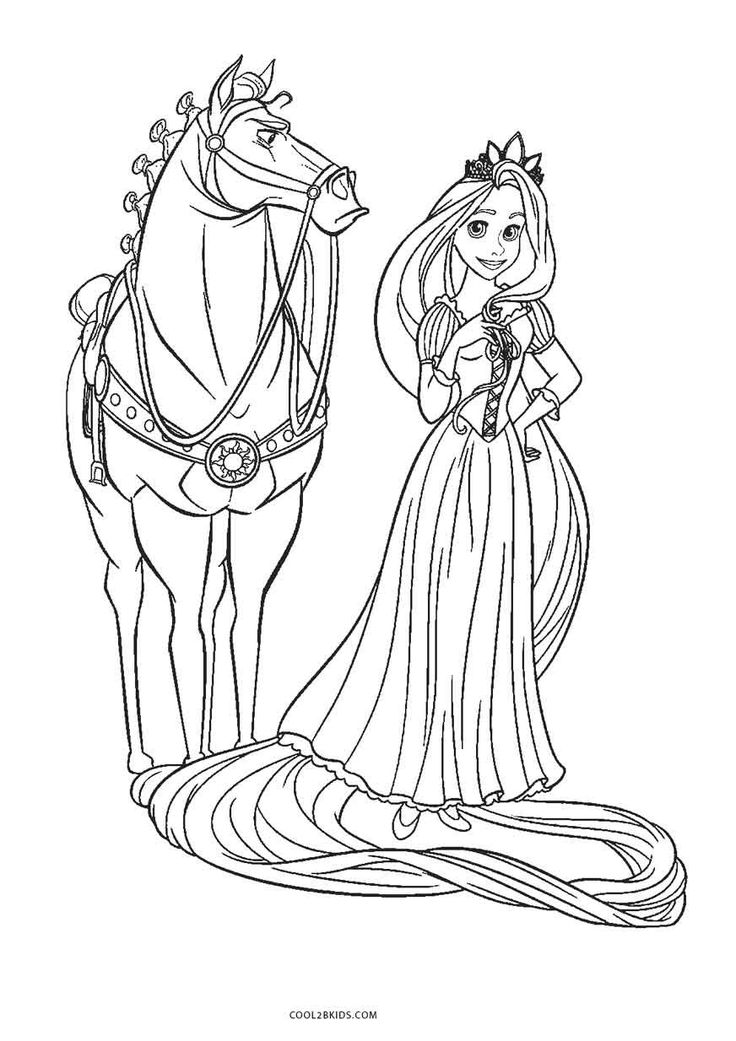 Dibujo de Rapunzel y Maximus de Rapunzel para colorear e imprimir gratis - Personaje de Rapunzel