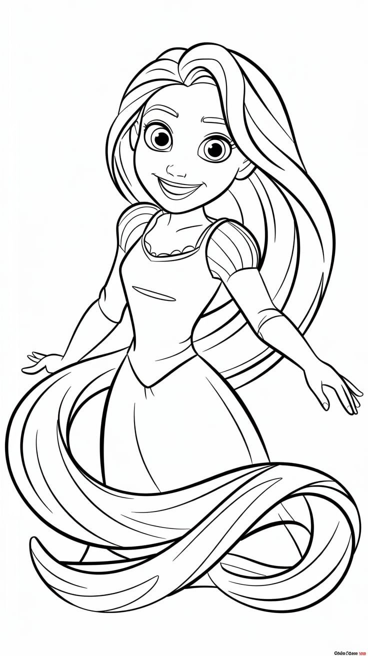 Dibujo de Rapunzel Sonriente de Rapunzel para colorear e imprimir gratis - Personaje de Rapunzel