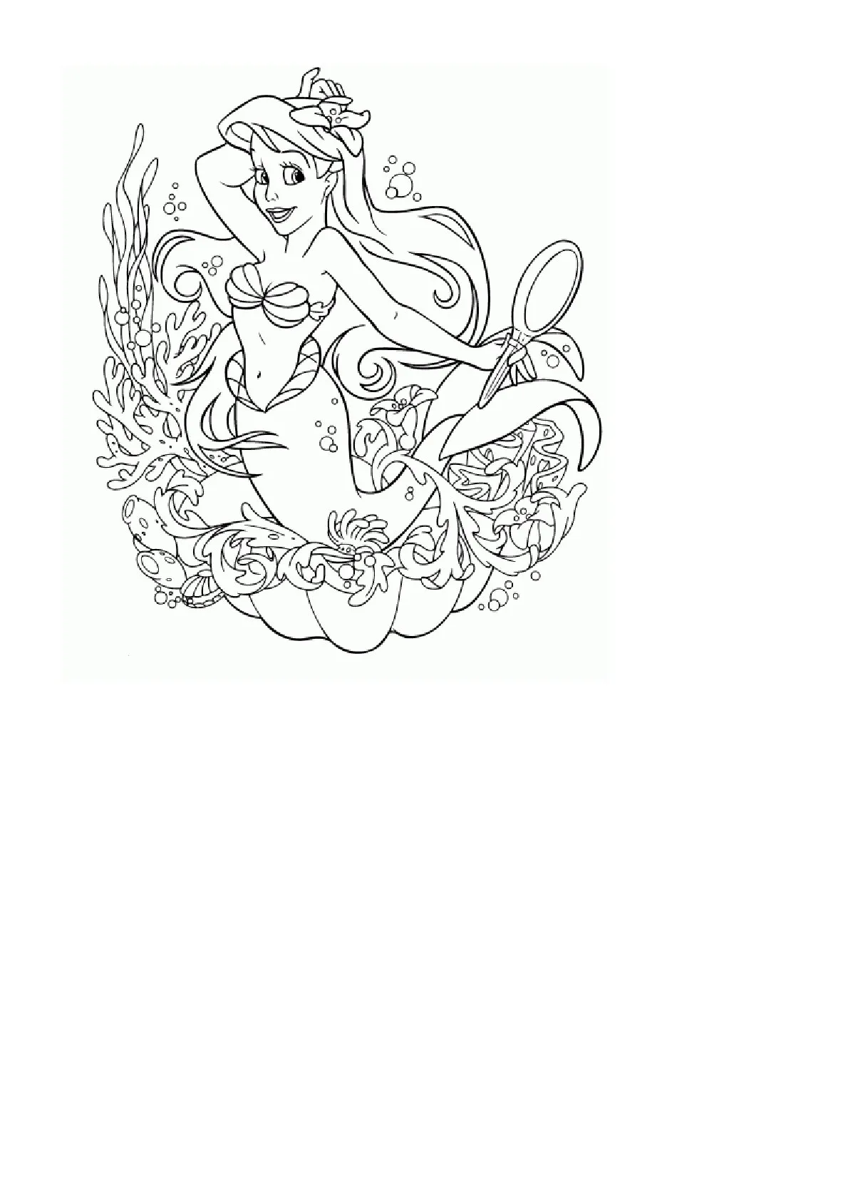 Dibujos de La Sirenita para Colorear - México, image size:1190x1683
